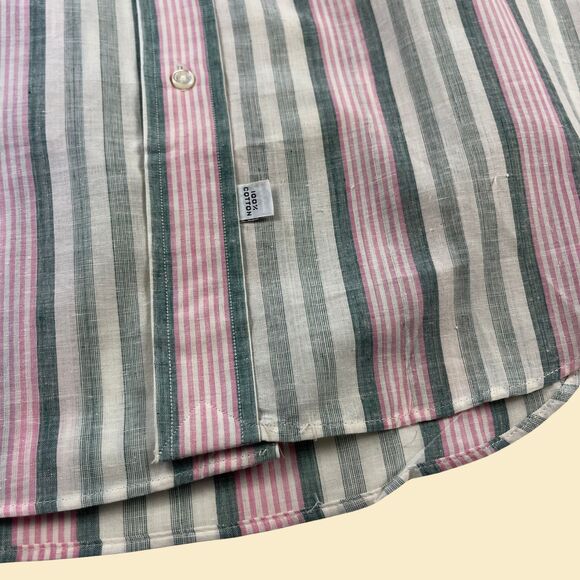 90s Ike Behar linen mens shirt, size S mens striped button down, white & blue - Picture 3 of 10